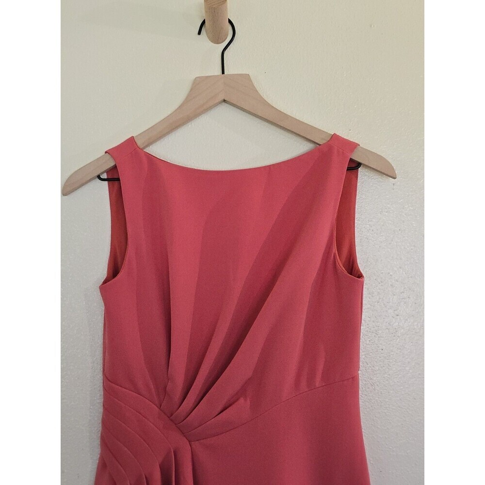 Kay Unger New York Coral Pink Maxi Formal Evening Gown Twist Waist Size 2 - Picture 5 of 15
